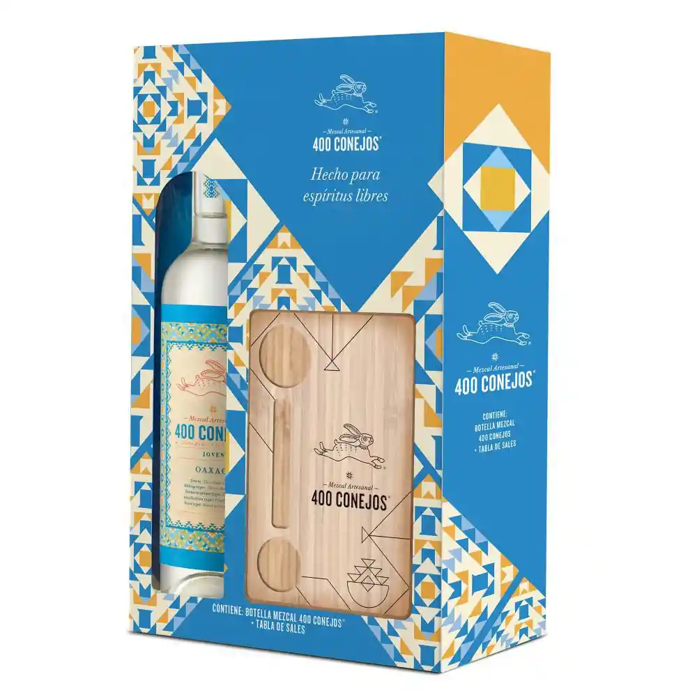 Pack 1 Bot de Mezcal+tabla de Sales+sal de Gusano 400 Conejos