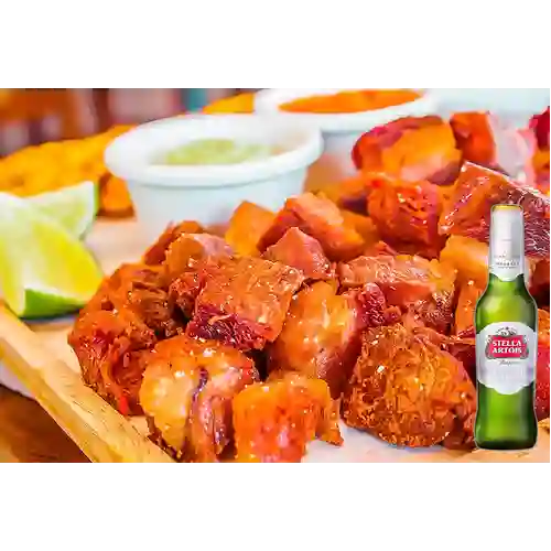 Combo Chicharrón + Cerveza Stella Artois Bot. 330ml