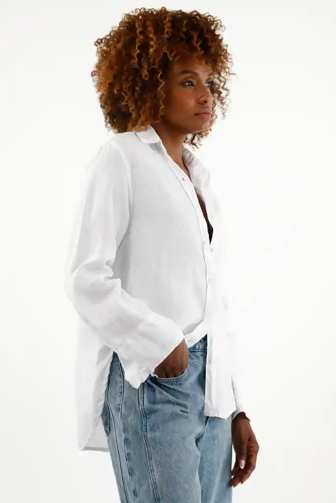 Camisa Manga Larga Blanca Para Mujer