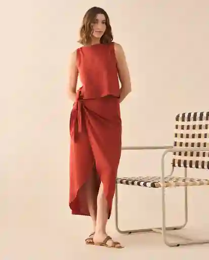 Falda Rojo Cinabrio Oscuro Talla L 641G002 Esprit