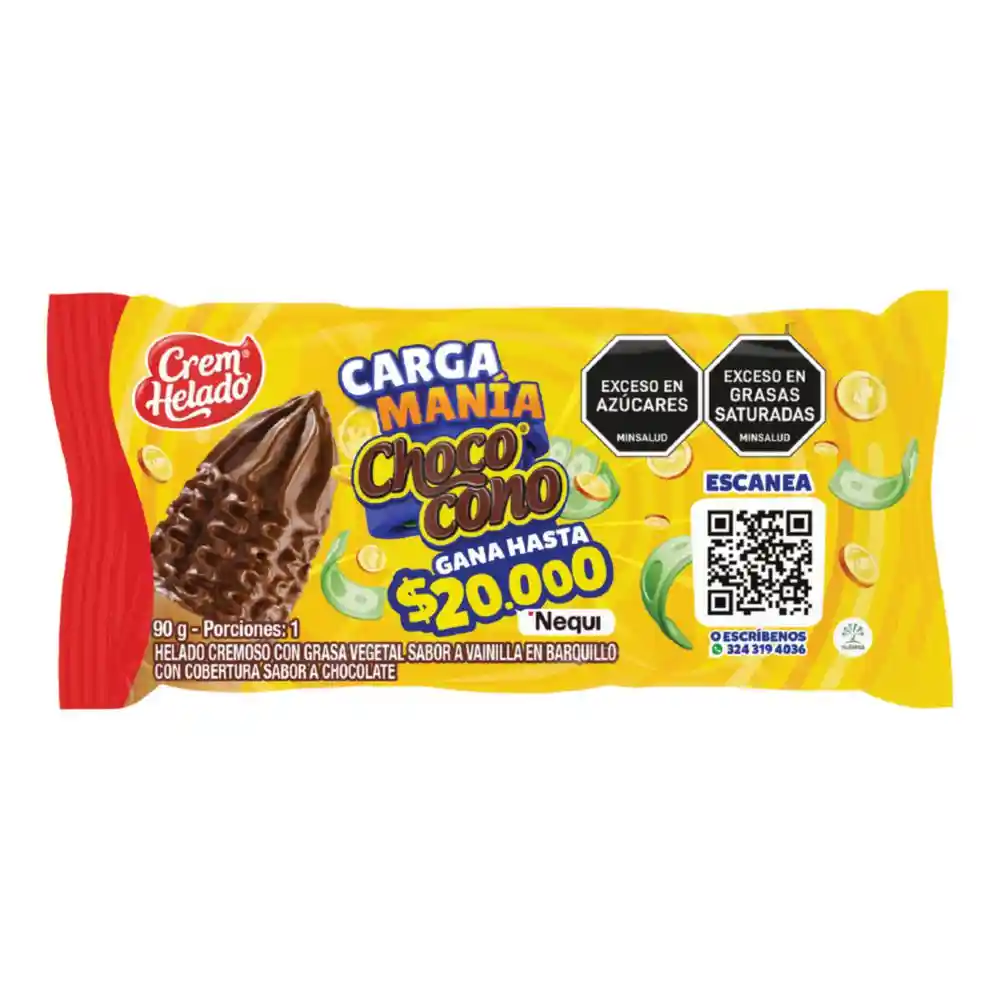 Prm. Cono Chococono Xun Crem Helado Vainilla Barquillo (90 Gr)