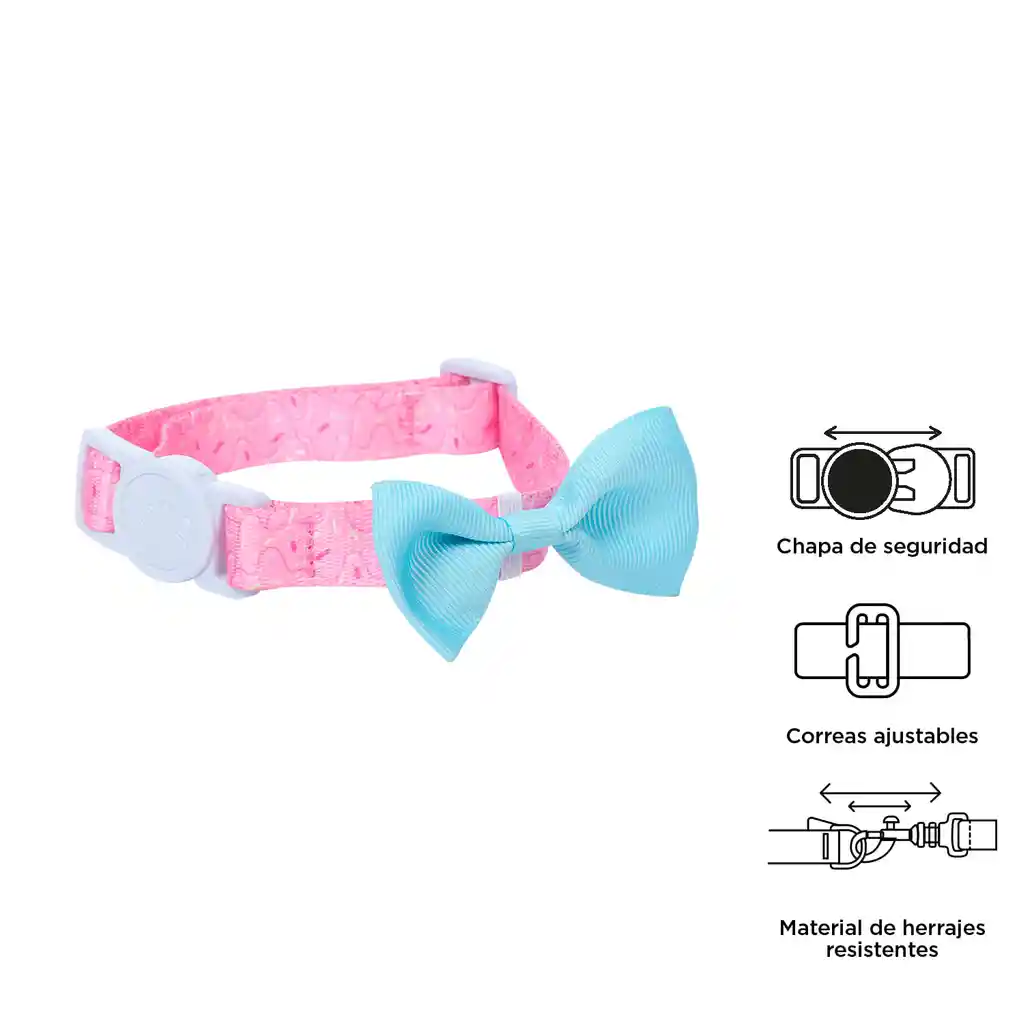 Collar Ajustable Para Gato Michi Rosado
