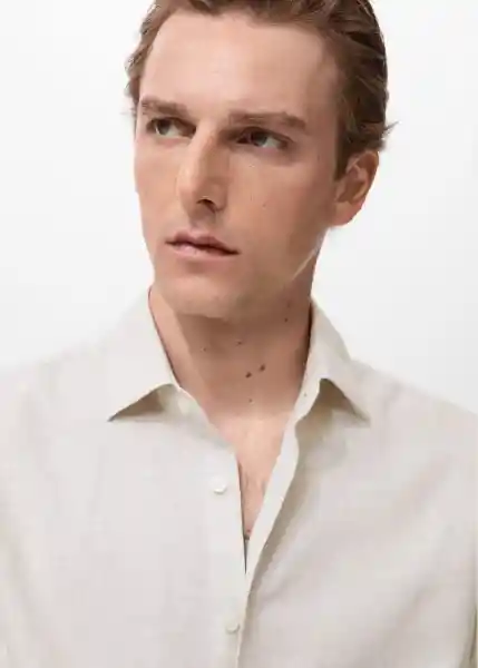 Camisa Rug1 Off White Talla M Hombre Mango