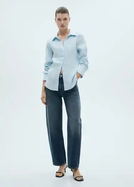 Camisa Samara Celeste Talla S Mujer Mango