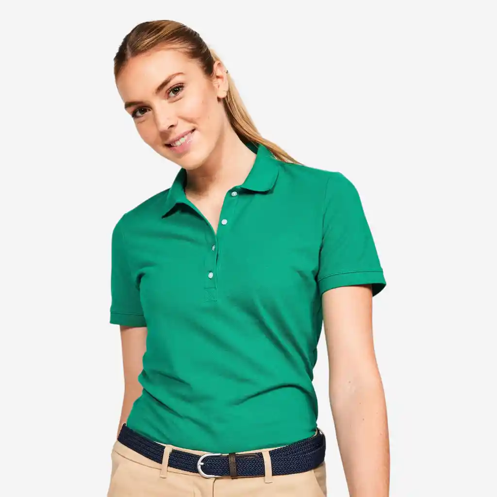 Camiseta Polo Manga Corta de Golf Mujer - Mw500 Verde Esmeralda