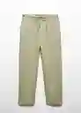 Pantalón Linen Verde Talla L Mujer Mango