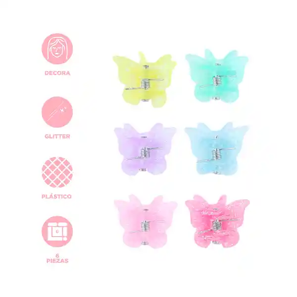 Set Pinzas Para Cabello Serie Colorful Butterfly Glitter Miniso