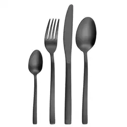Juego Cubiertos Negro 16 Pzas Espiral Fj762mtb-16pc