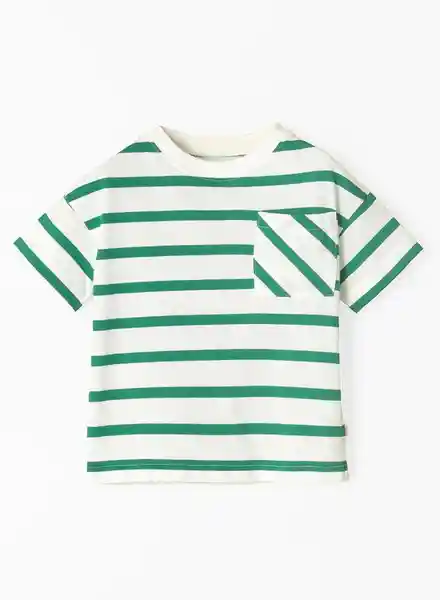 Camiseta Manga Corta Rayas Verde Talla 3T