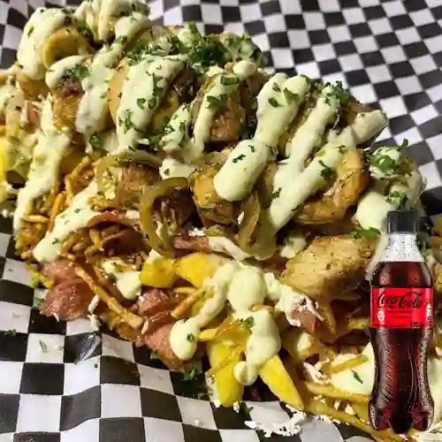 Combo Salchipapa Pollo + Coca Cola Sin Azúcar 400 ml