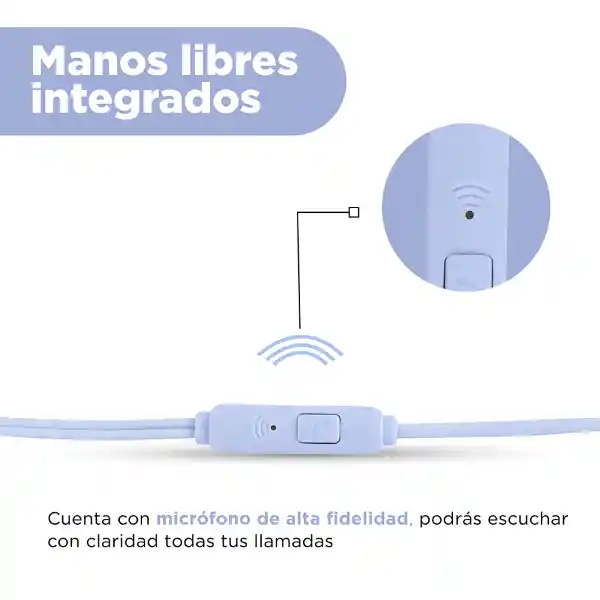 Audífonos Con Cable Azul Modelo W001031 Miniso