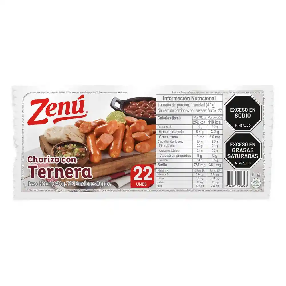 Zenú Chorizo con Ternera