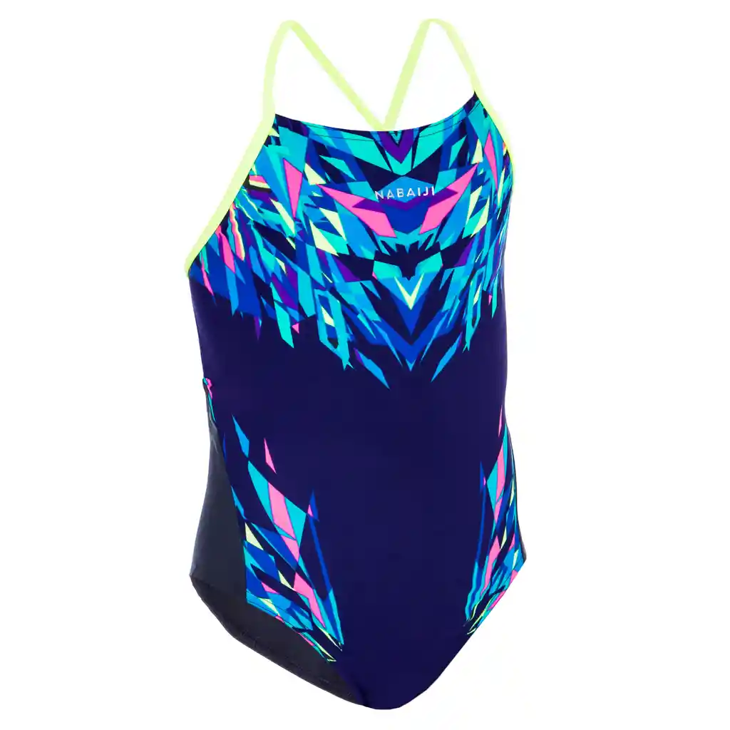 Vestido de Baño de Natación Para Niña Nabaiji 900 Azul Estampado