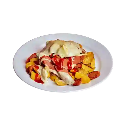 Salchipapa Gratinada