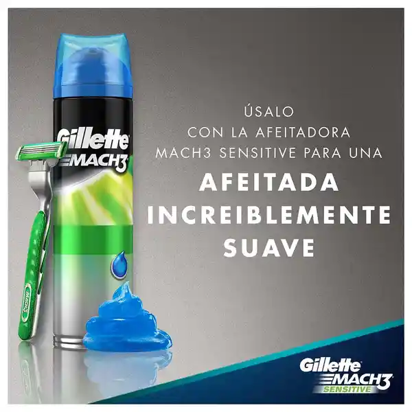 GILLETTE Mach3 Sensitive Gel de Afeitar para Piel Sensible de 400mL Protege y Cuida tu Piel al Afeitarte con Máquina de Afeitar para Hombre