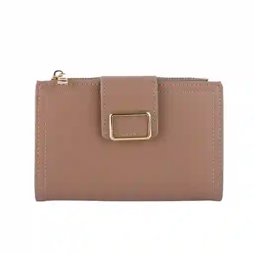 Cartera Para Mujer Mediana Con Hebilla Cuadrada Khaki Miniso