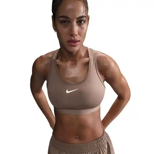 Nike Brásier W Swsh Med Spt Top Para Entrenamiento Mujer Café XS