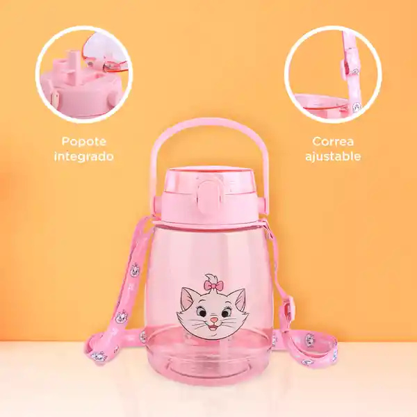 Vaso de Plástico Cat Con Correa Para el Hombro Rosa Miniso