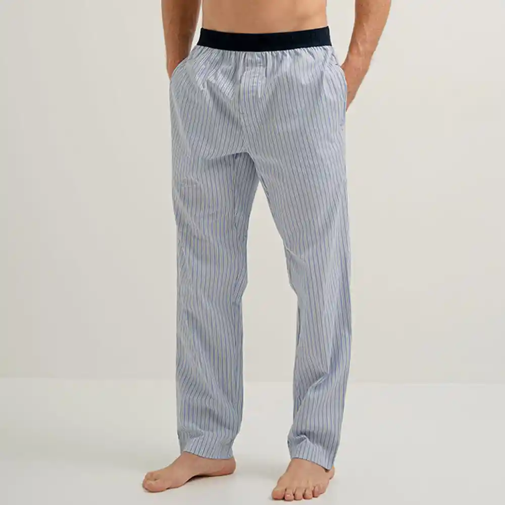 Pantalón Bota Recta en Tejido Plano Masculino Taci Punto Blanco Talla M