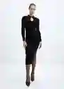 Vestido Coletas Negro Talla 18 Mujer Mango