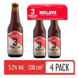 3 Cordilleras Cerveza Mulata Bnr 330 mL x 4 Und