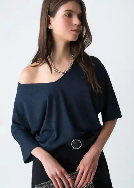 Suéter Tejido Mujer Azul Pacifico Talla M/L 583G083 Naf Naf