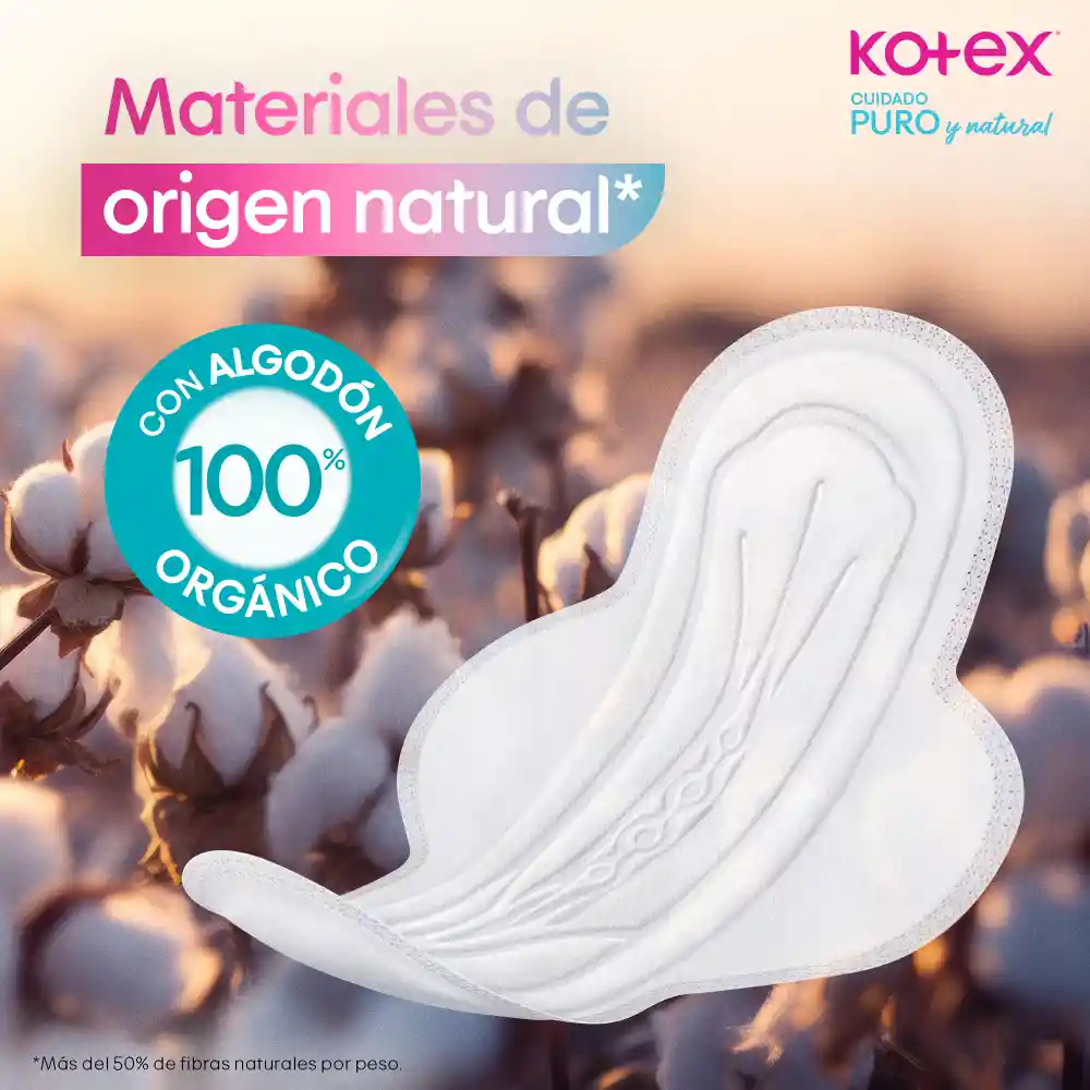 Toalla Higiénicas Kotex Puro y Natural 24 Und