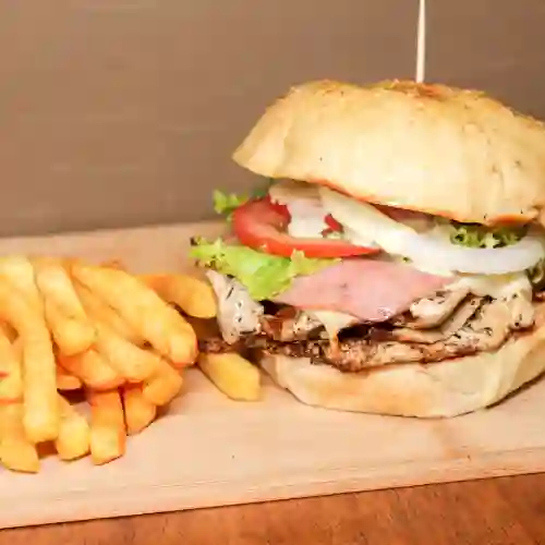Hamburguesa Pollo+papas+gaseosa