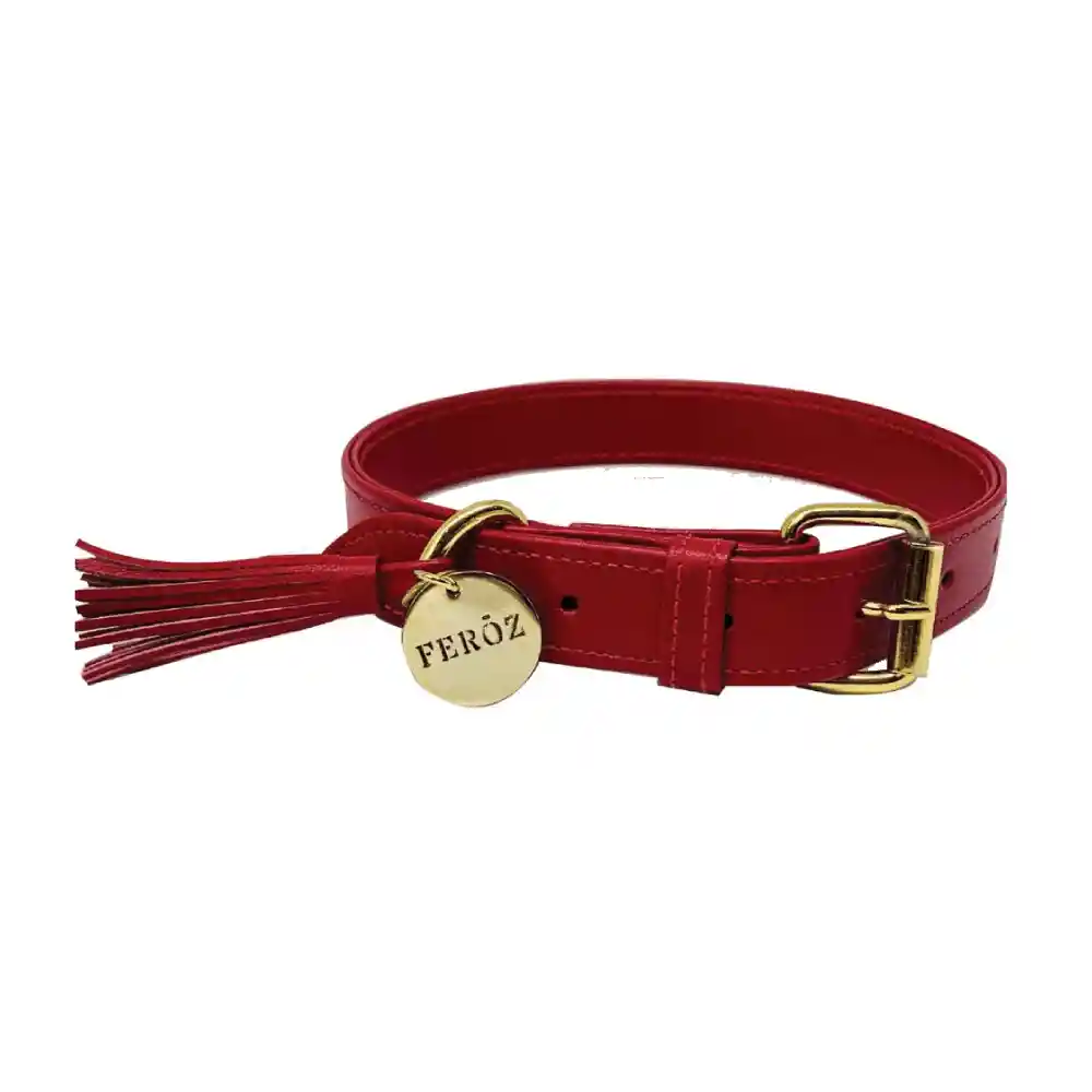 Collar Para Perro Feroz Cuero Rojo