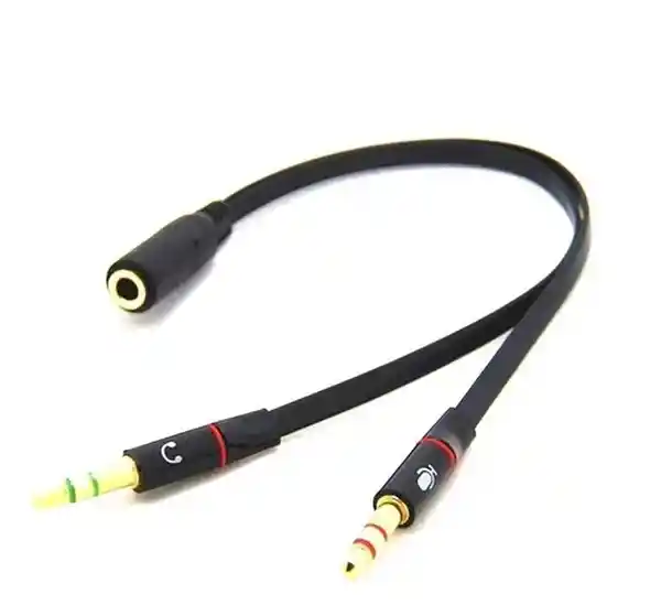 Cable Divisor de Audio Triestereo 2 Machos a 1 Hembra 3.5 Mm