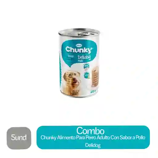 5 x Chunky Alimento Para Perro Adulto Con Sabor a Pollo Delidog