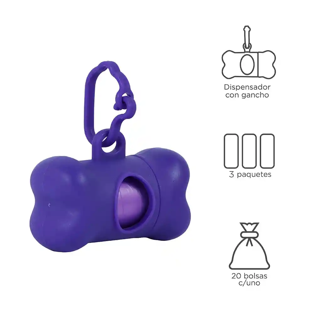 Bolsa Para Desechos de Mascotas Estuche 3 x 20 Purpura Miniso