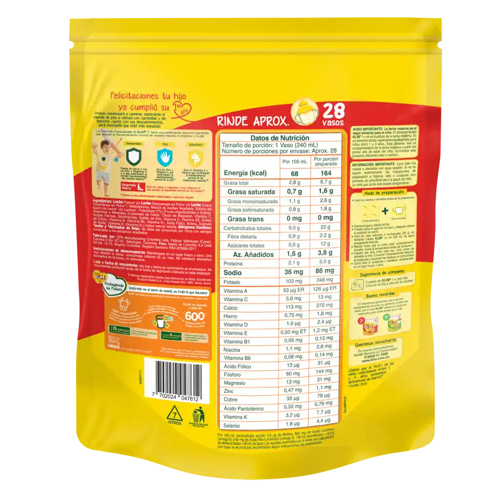 Alimento lácteo KLIM 1+ x 1000g