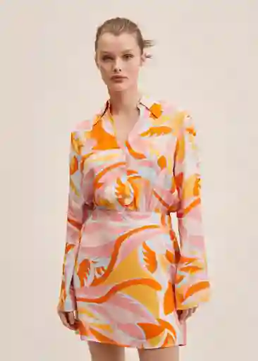 Vestido Puc Naranja Talla S Mujer Mango