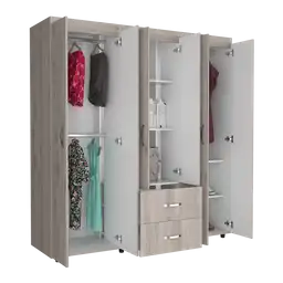 Closet Bariloche 180x170x50 Rta Ceniza Blanco