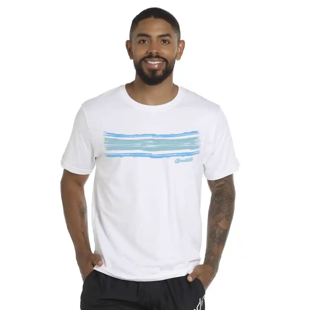 Camiseta Manga Corta Tide Stripe Hombre Blanco-m