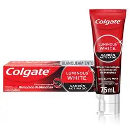 Crema Dental Blanqueadora Colgate Luminous White Carbón Activado 75 ml