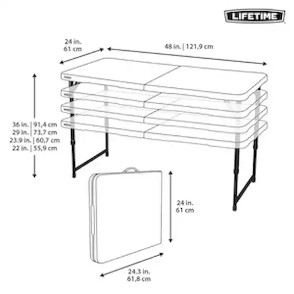 Lifetime Mesa Plegable Rectangular 120 X 60 CM