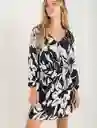 Vestido Corto Floral De Manga Larga Crudo Talla S Mujer Naf Naf