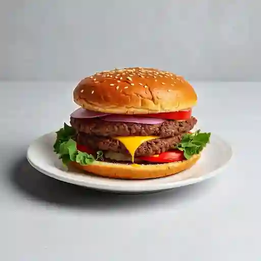 Hamburguesa doble carne + papas + hit