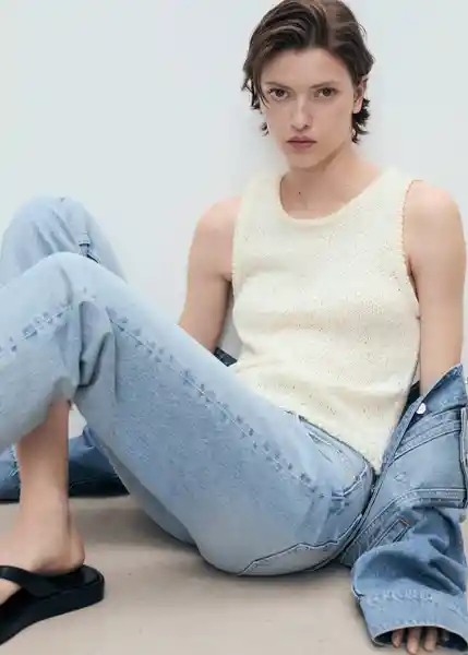 Jean Blanca Tejano Medio Talla 38 Mujer Mango