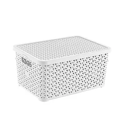 Krea Caja Plastica Simil Rattan Blanco 10 L