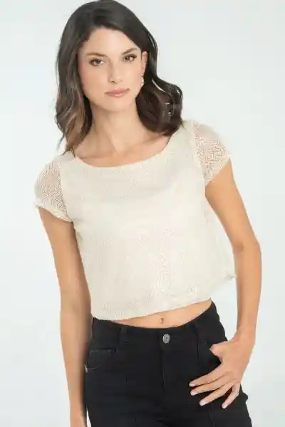 Blusa Lentejuelas Color Marfil Talla M Ragged