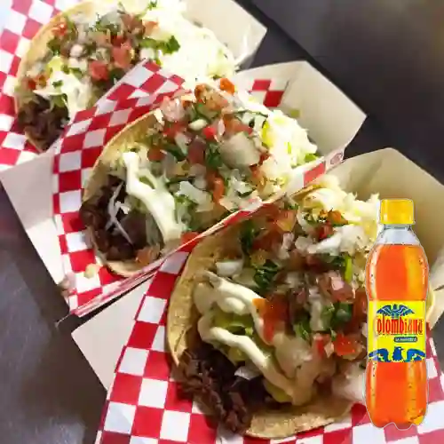 Combo Tacos de Carne + Colombiana 250 ml