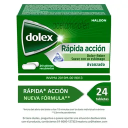 Dolex Rapida Accion Acetaminofen 500 Mg