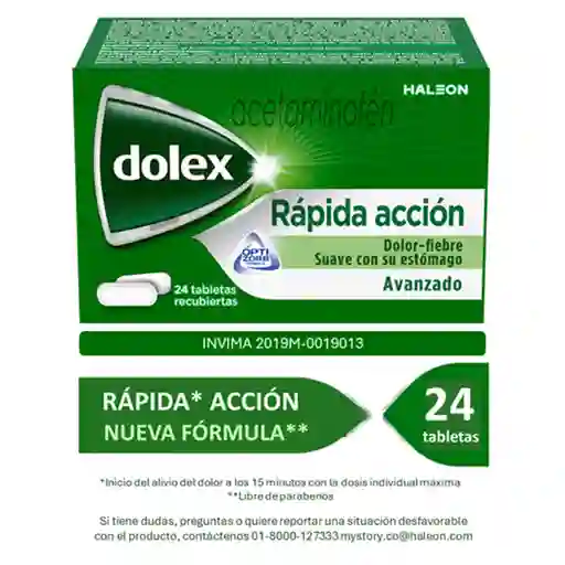 Dolex Rapida Accion Acetaminofen 500 Mg