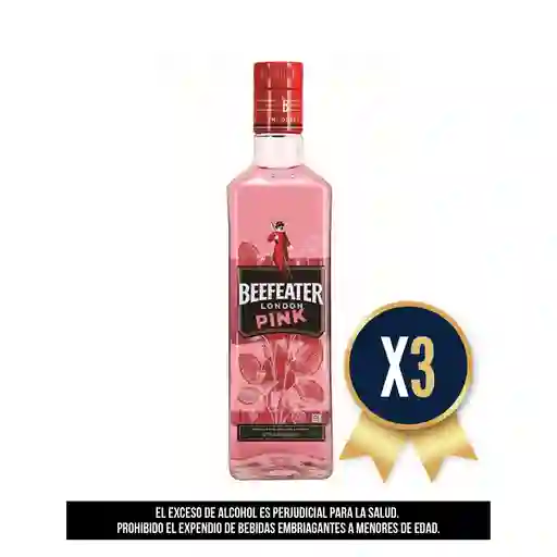 Ginebra Beefeater Pink 700 Ml Combo X 3