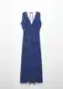 Vestido Pomelo Azul Talla 28 Mujer Mango