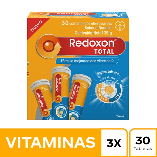 Redoxon Total Efervescente Vitamina C + Zinc + Vitamina D Tubo
