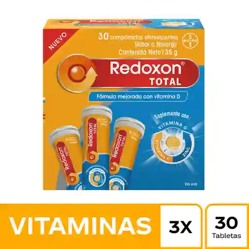 Redoxon Total Comprimidos Efervescentes Suplemento con Vitamina D Naranja